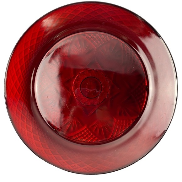 Vintage Cristal D'Arques Ruby Red Cut Glass 10 inch plate Star Pattern Set of 2 - Picture 4 of 11